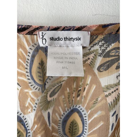 Studio 36 Kaftin Tunic SZ M/L Semi Sheer Beaded Oversized Beach Vacation Travel - Picture 3 of 9